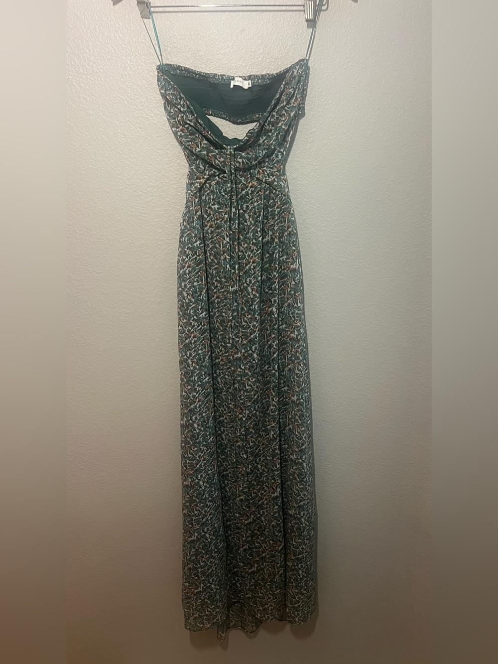 Lush Dark Green Floral Strapless Maxi Dress – Size S